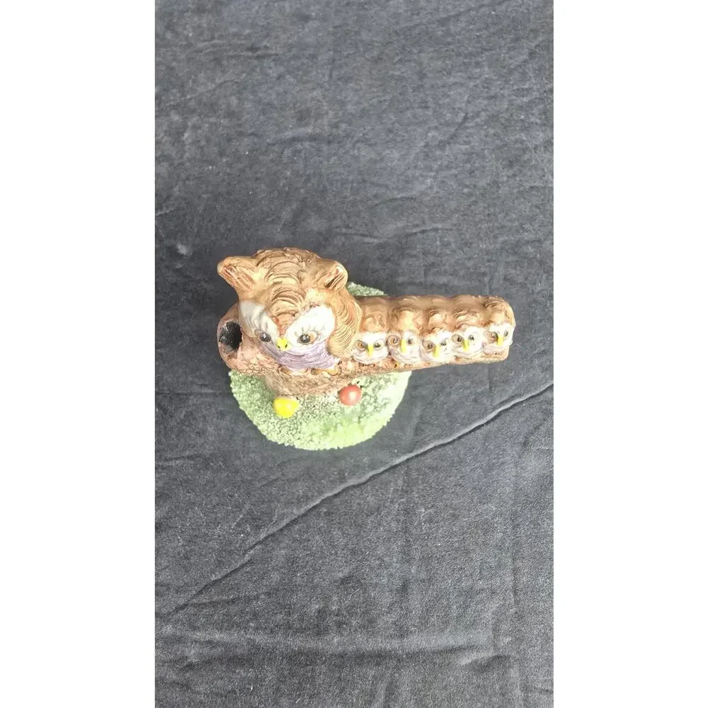 Vintage Basil Matthews Owl Family Figurine Signed Hand Painted Made in England